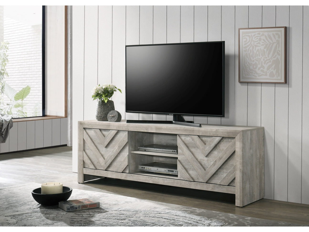 Valor Weathered Wood 72" TV Stand - Ornate Home