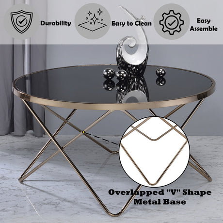 Valora Champagne & Black Glass Coffee Table - Ornate Home