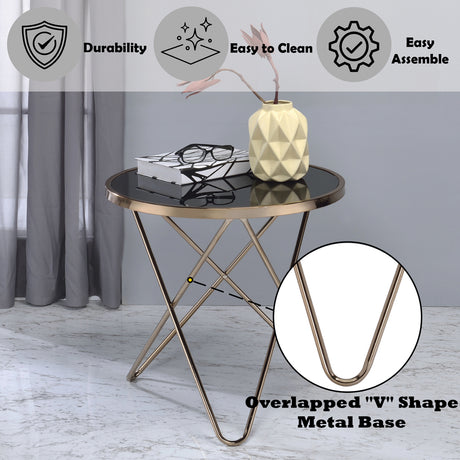 Valora Champagne & Black Glass End Table - Ornate Home