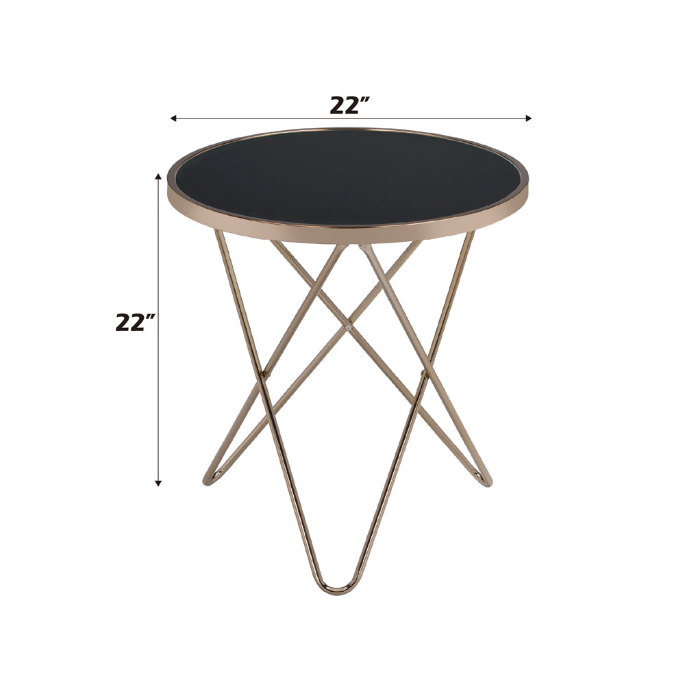 Valora Champagne & Black Glass End Table - Ornate Home