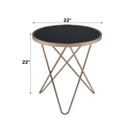 Valora Champagne & Black Glass End Table - Ornate Home