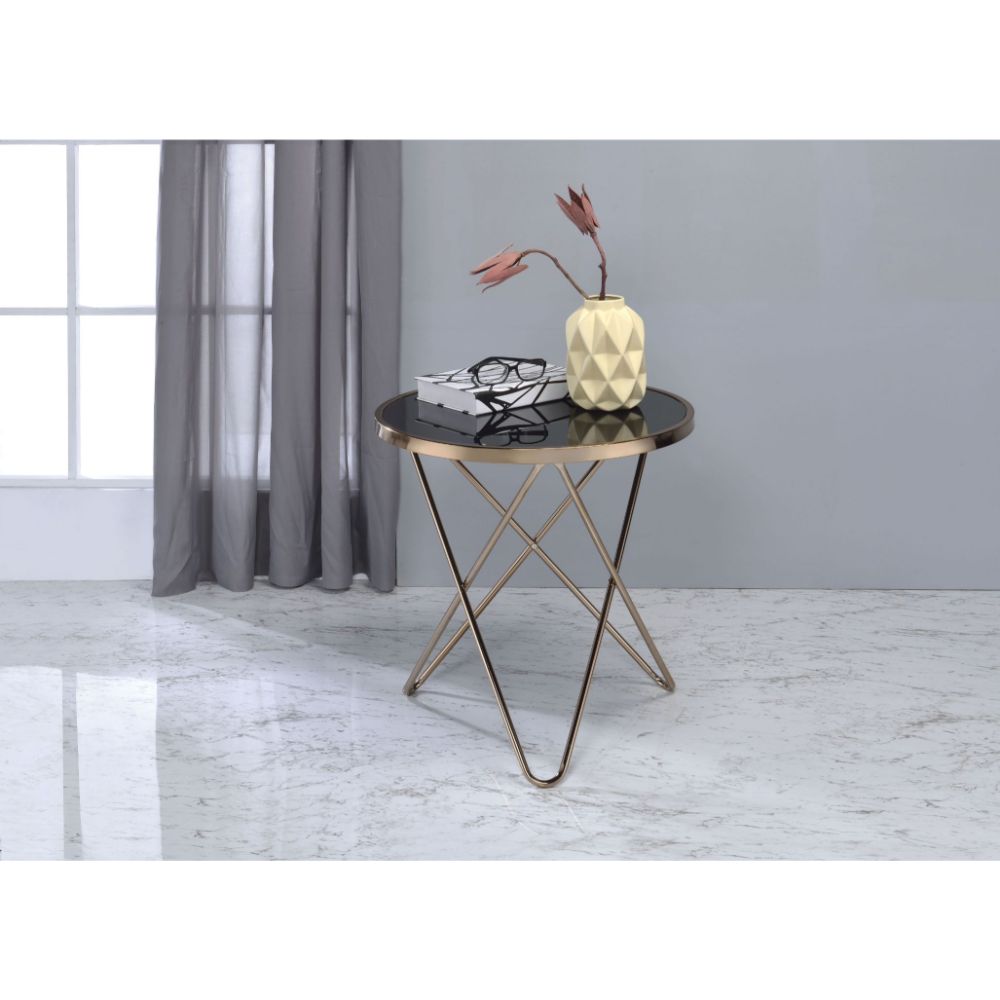Valora Champagne & Black Glass End Table - Ornate Home