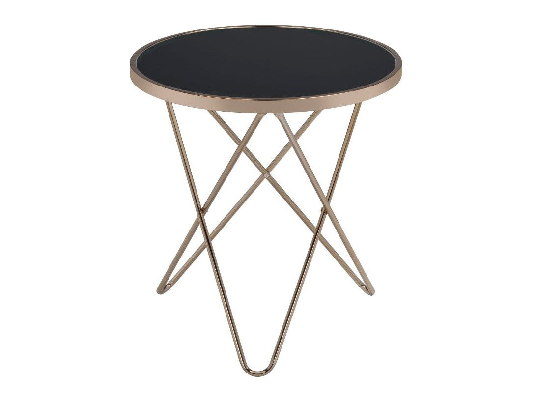 Valora Champagne & Black Glass End Table - Ornate Home