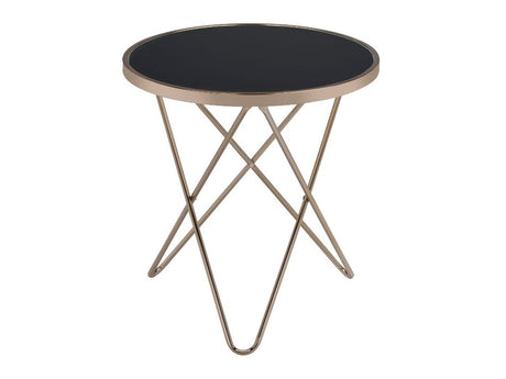 Valora Champagne & Black Glass End Table - Ornate Home