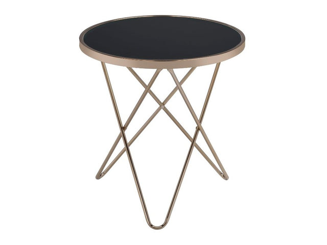 Valora Champagne & Black Glass End Table - Ornate Home