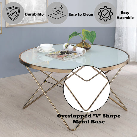 Valora Champagne & Frosted Glass Coffee Table - Ornate Home