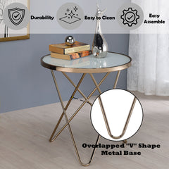 Valora Champagne & Frosted Glass End Table - Ornate Home