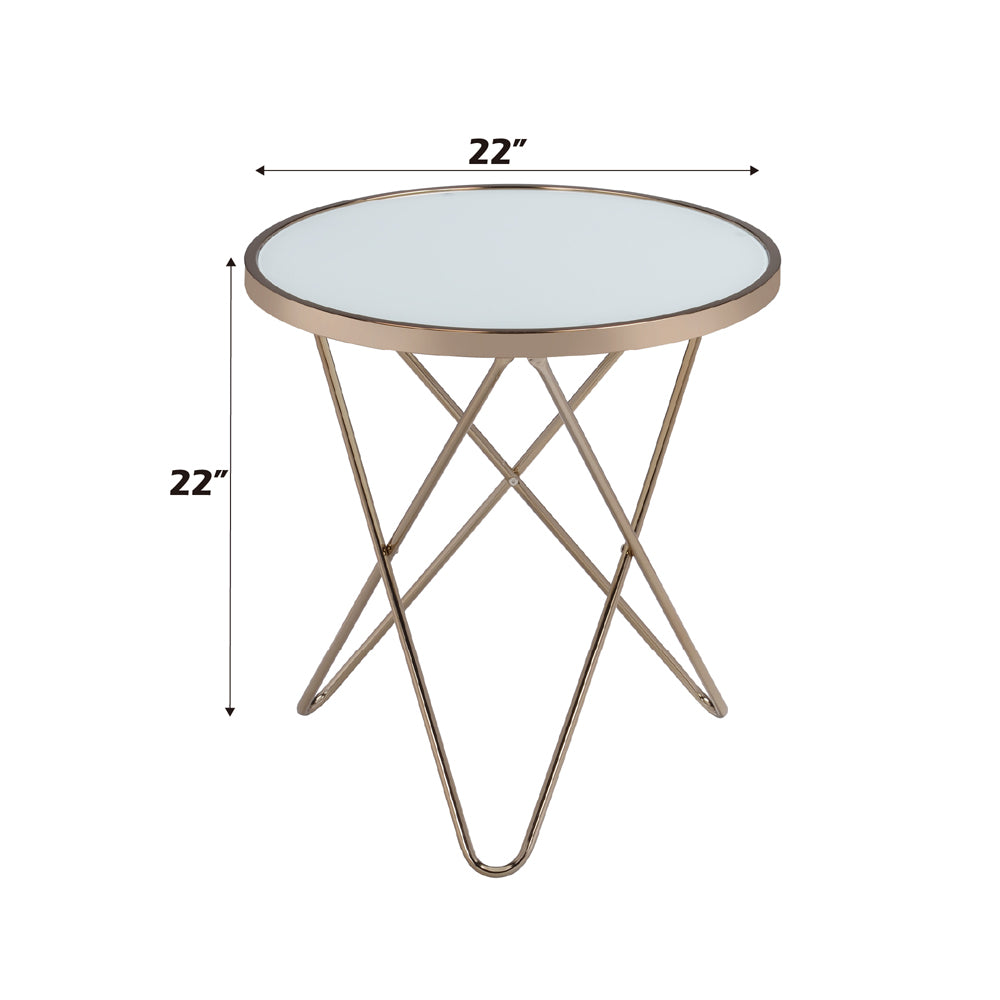 Valora Champagne & Frosted Glass End Table - Ornate Home