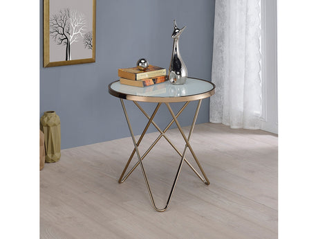 Valora Champagne & Frosted Glass End Table - Ornate Home