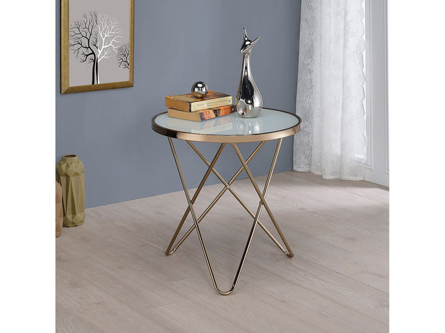 Valora Champagne & Frosted Glass End Table - Ornate Home