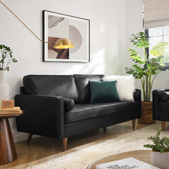 Valour Black Leather Sofa - Ornate Home