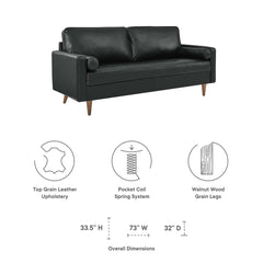 Valour Black Leather Sofa - Ornate Home