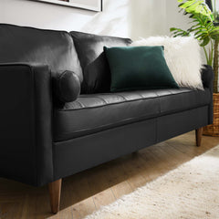 Valour Black Leather Sofa - Ornate Home