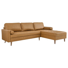 Valour Tan 98" Leather Sectional Sofa - Ornate Home