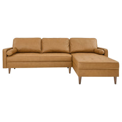 Valour Tan 98" Leather Sectional Sofa - Ornate Home