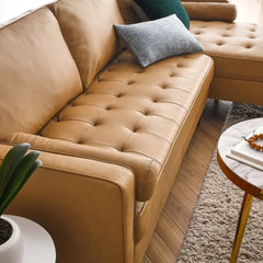Valour Tan 98" Leather Sectional Sofa - Ornate Home