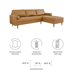 Valour Tan 98" Leather Sectional Sofa - Ornate Home