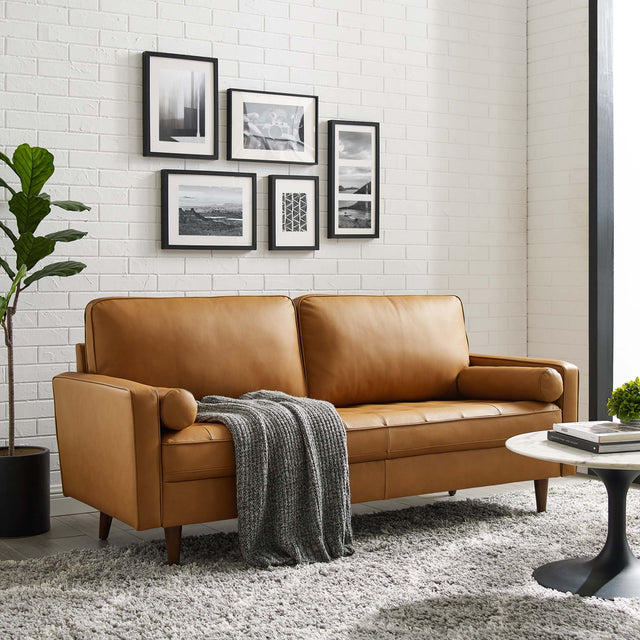 Valour Tan Leather Sofa - Ornate Home