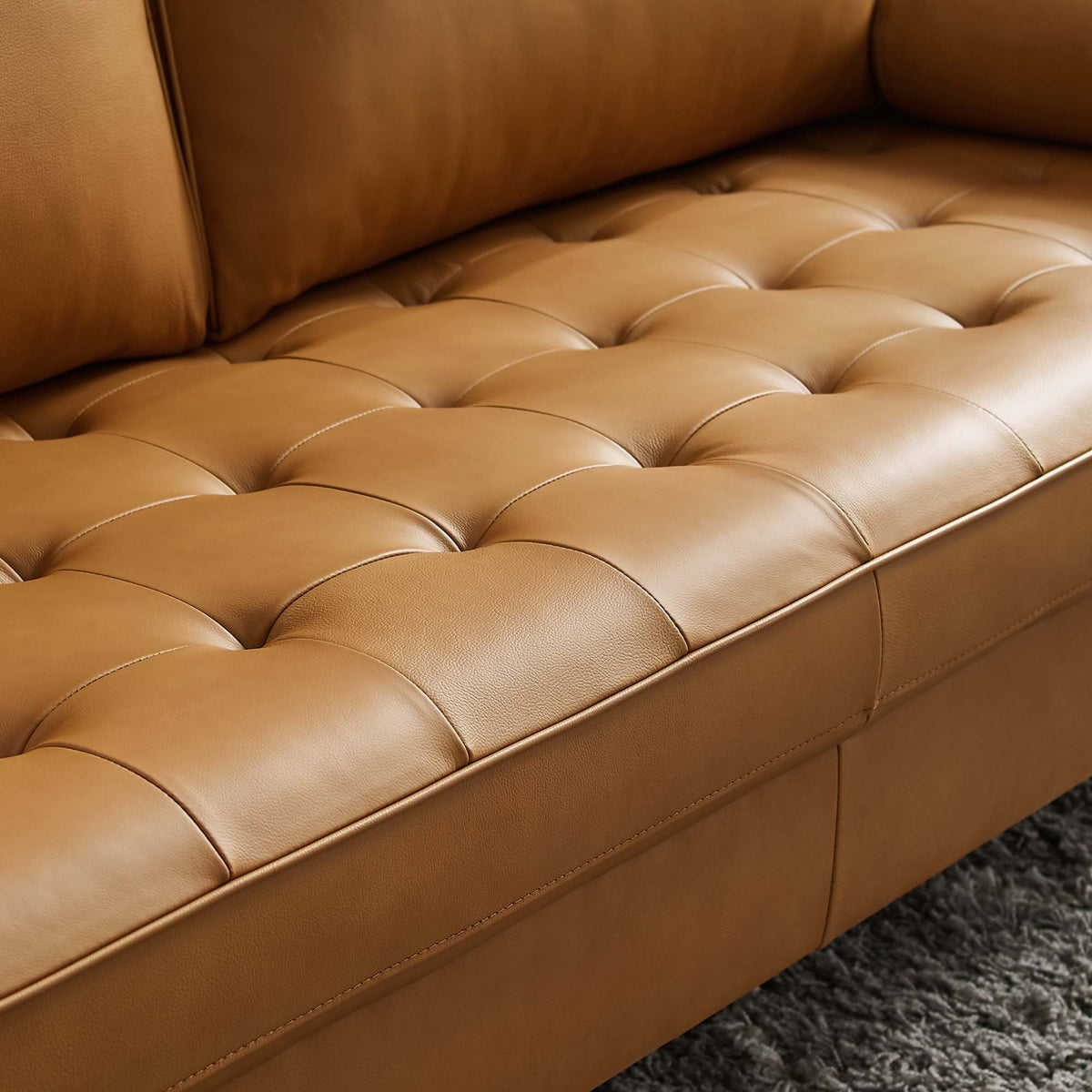Valour Tan Leather Sofa - Ornate Home