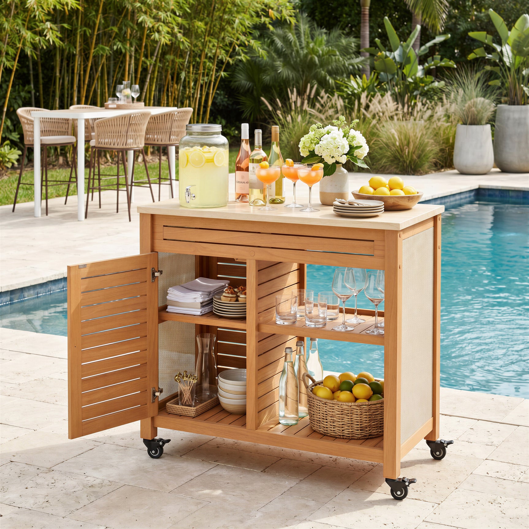 Valtan Natural Bar Cart - Ornate Home
