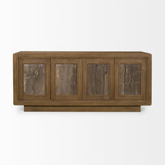 Valterra Dark Brown/Cappuccino Wood Marble 4 Door Sideboard