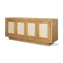 Valterra Light Brown Wood with Travertine 4 Door Sideboard