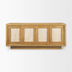 Valterra Light Brown Wood with Travertine 4 Door Sideboard
