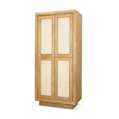 Valterra Light Brown Wood with Travertine 4 Door Tall Cabinet