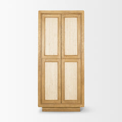 Valterra Light Brown Wood with Travertine 4 Door Tall Cabinet