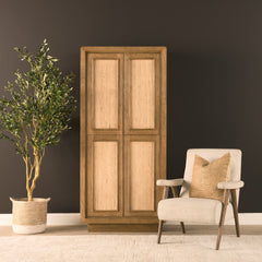 Valterra Light Brown Wood with Travertine 4 Door Tall Cabinet