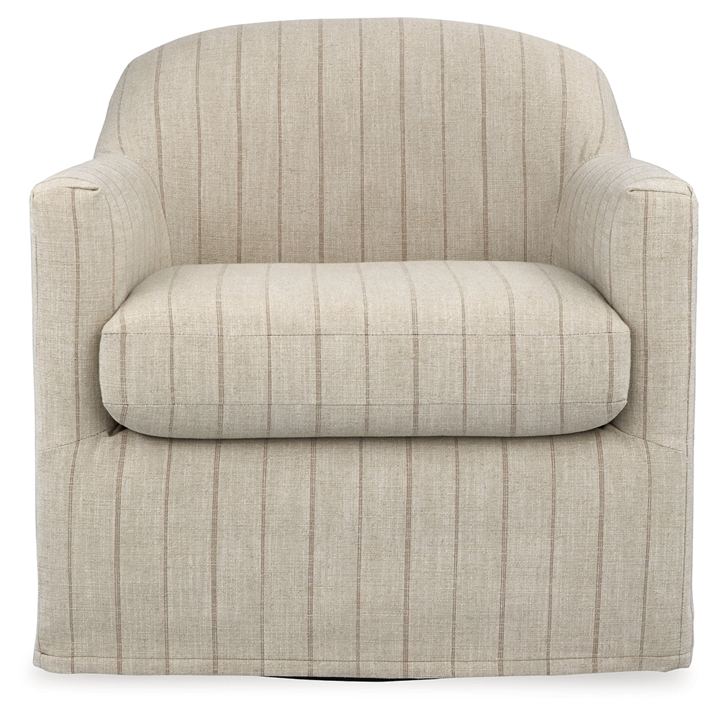 Valwick Cream/Brown Swivel Accent Chair (Online Special Price) - Ornate Home