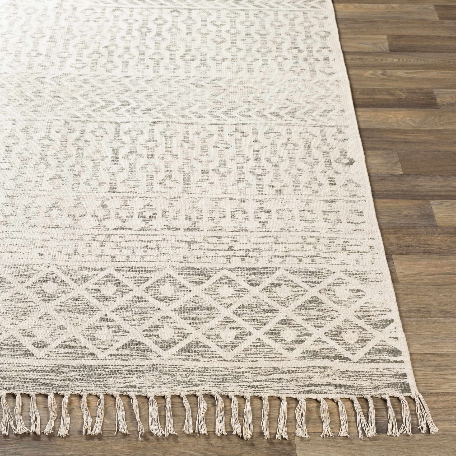 Valyermo Beige Hand Woven Cotton Rug - Ornate Home