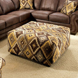 Van Dyke Brown/Yellow/Pattern Ottoman - Ornate Home