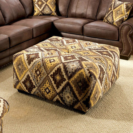 Van Dyke Brown/Yellow/Pattern Ottoman - Ornate Home