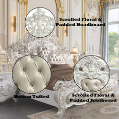 Vanaheim Antique White Eastern King Bed - Ornate Home