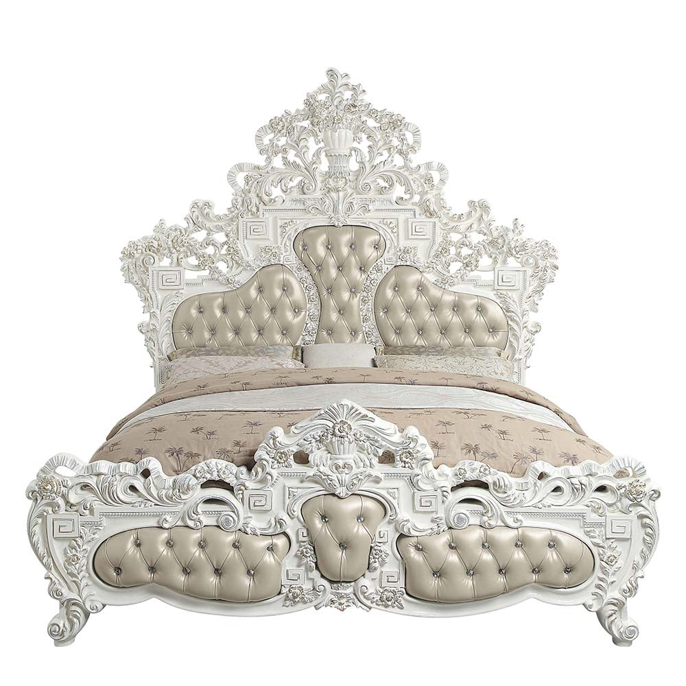 Vanaheim Antique White Eastern King Bed - Ornate Home