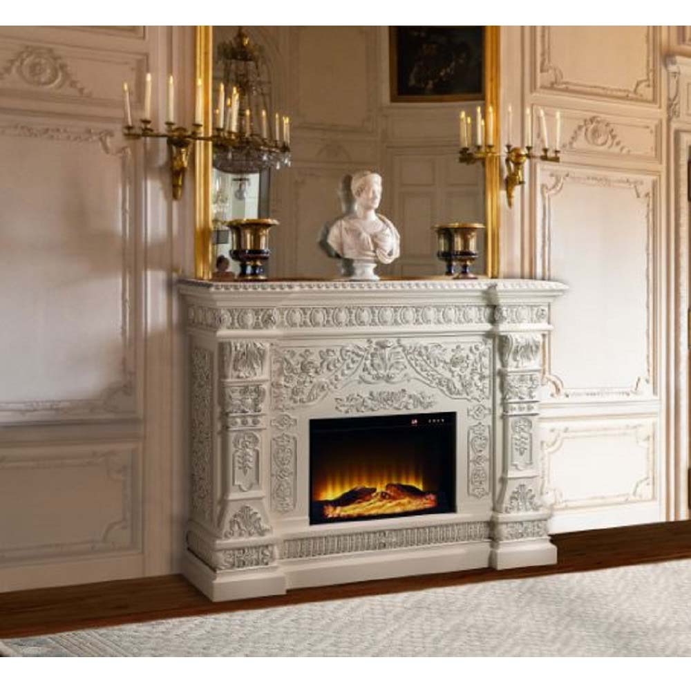 Vanaheim Antique White Fireplace - Ornate Home