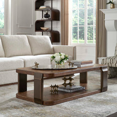 Vance Bronze/Woodtone Mappa Burl Coffee Table - Ornate Home
