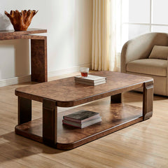 Vance Bronze/Woodtone Mappa Burl Coffee Table - Ornate Home