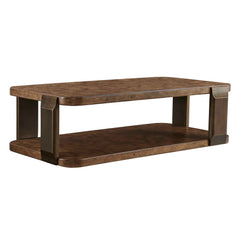 Vance Bronze/Woodtone Mappa Burl Coffee Table - Ornate Home