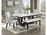 Vance Gray/Charcoal Faux Marble Top Dining Set - Ornate Home