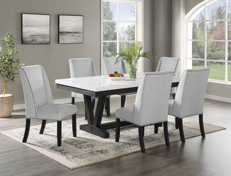 Vance Gray/Charcoal Faux Marble Top Dining Set - Ornate Home