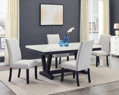 Vance Gray/Charcoal Faux Marble Top Dining Set - Ornate Home