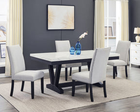 Vance Gray/Charcoal Faux Marble Top Dining Set - Ornate Home