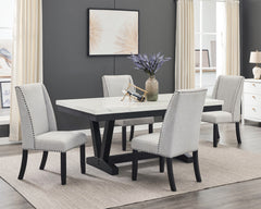 Vance Gray/Charcoal Faux Marble Top Dining Set - Ornate Home