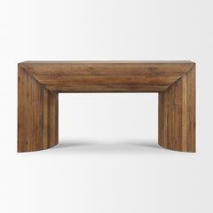 Vance Mid-Dark Brown Reclaimed Wood Rounded Console Table - Ornate Home