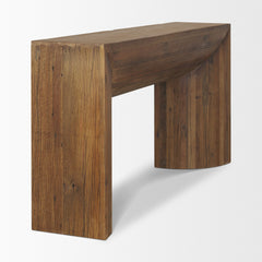 Vance Mid-Dark Brown Reclaimed Wood Rounded Console Table - Ornate Home