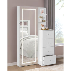 Vancouver White Floor Mirror with Storage - Ornate Home