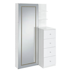 Vancouver White Floor Mirror with Storage - Ornate Home