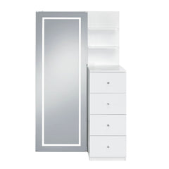 Vancouver White Floor Mirror with Storage - Ornate Home